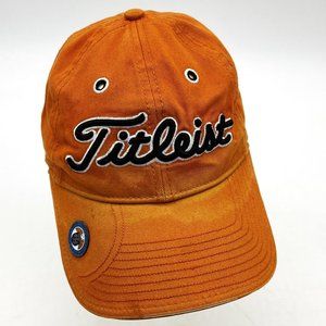 Vtg New Era Orange Titleist Golf Embroidered Logo One Size Adjustable Hat Cap